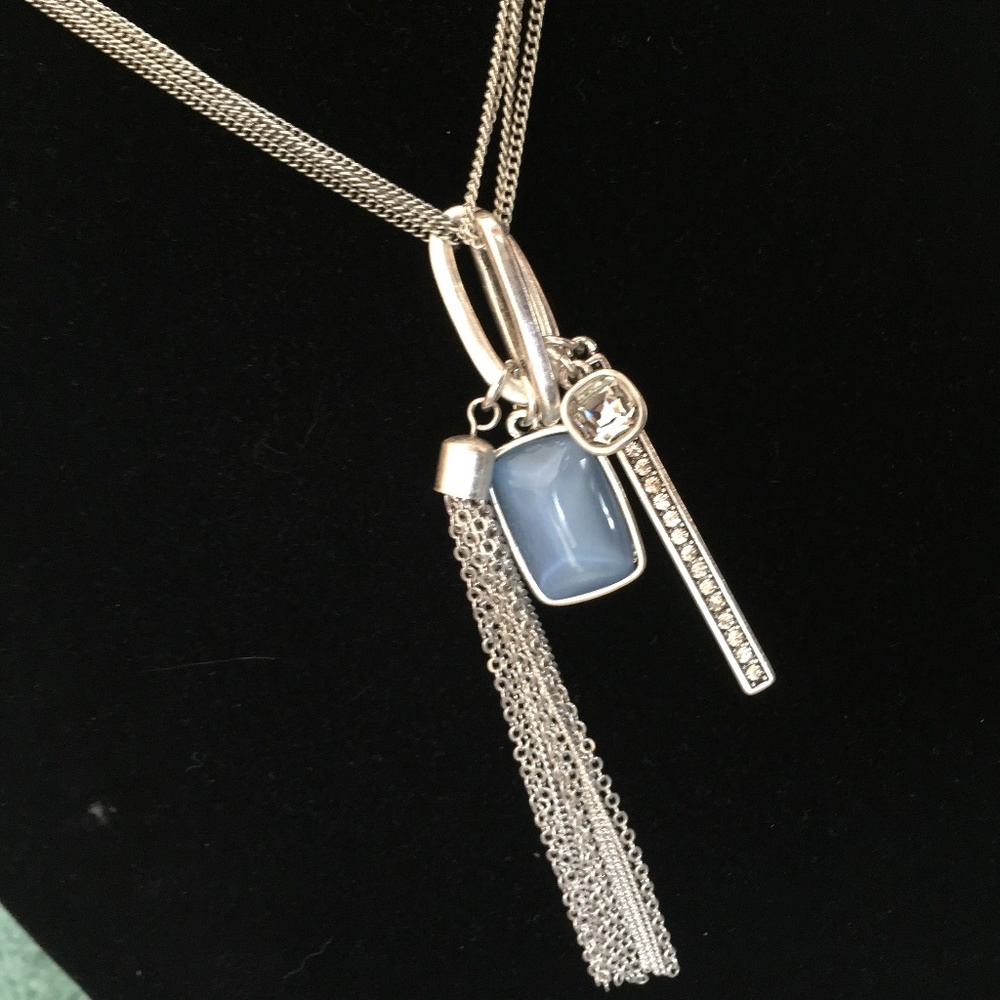Kenneth Cole Blue Stone & Tassel Charm Neckace